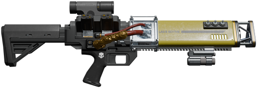 A continuous beam laser rifle that overheats with use. A continuous beam laser rifle that overheats with use.