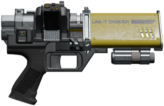A laser sidearm that doesn't require ammunition. A laser sidearm that doesn't require ammunition.