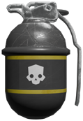 A standard fragmentation grenade with timed fuse. A standard fragmentation grenade with timed fuse.